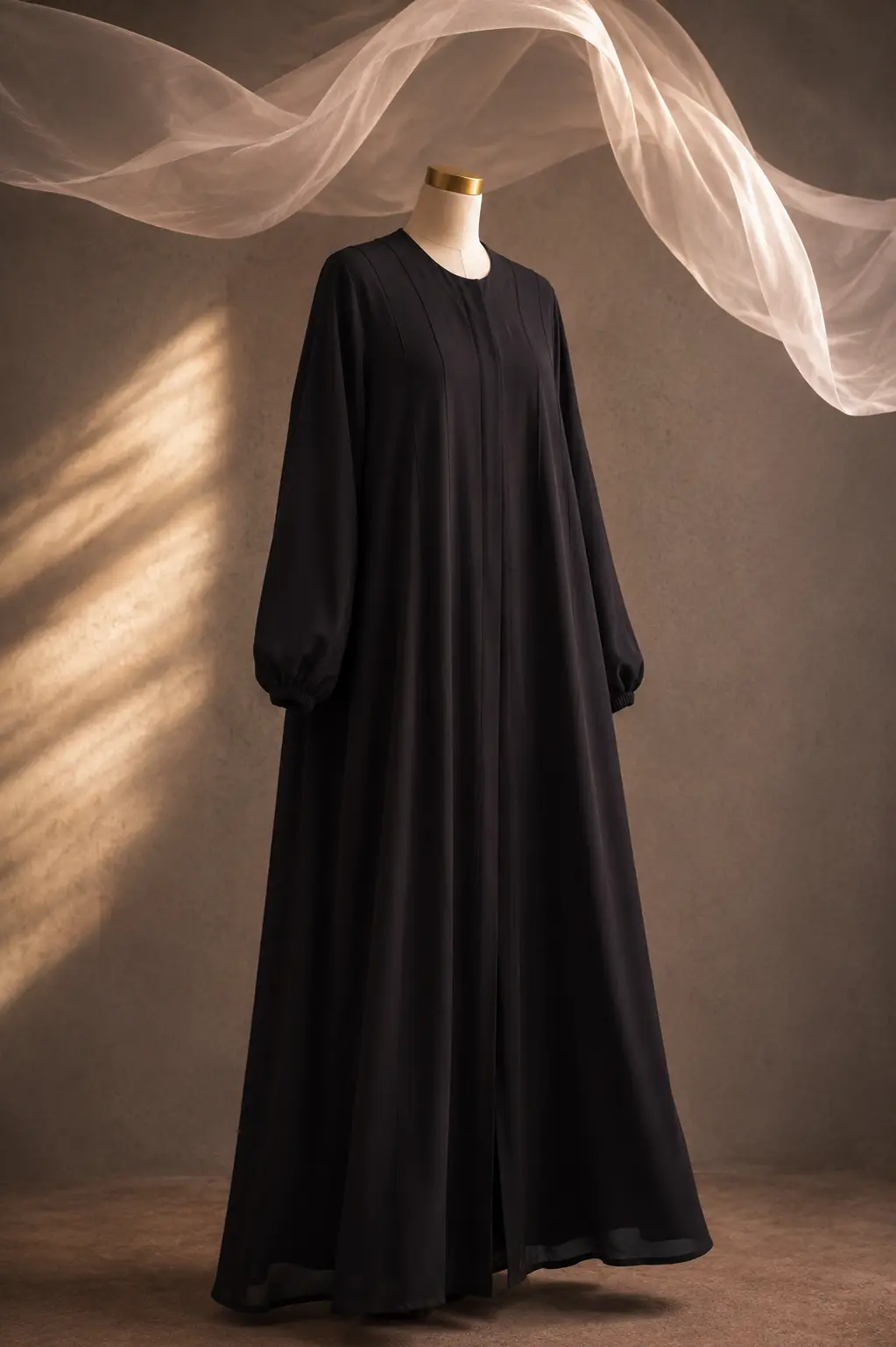 Classic Front Panel Abaya – Black