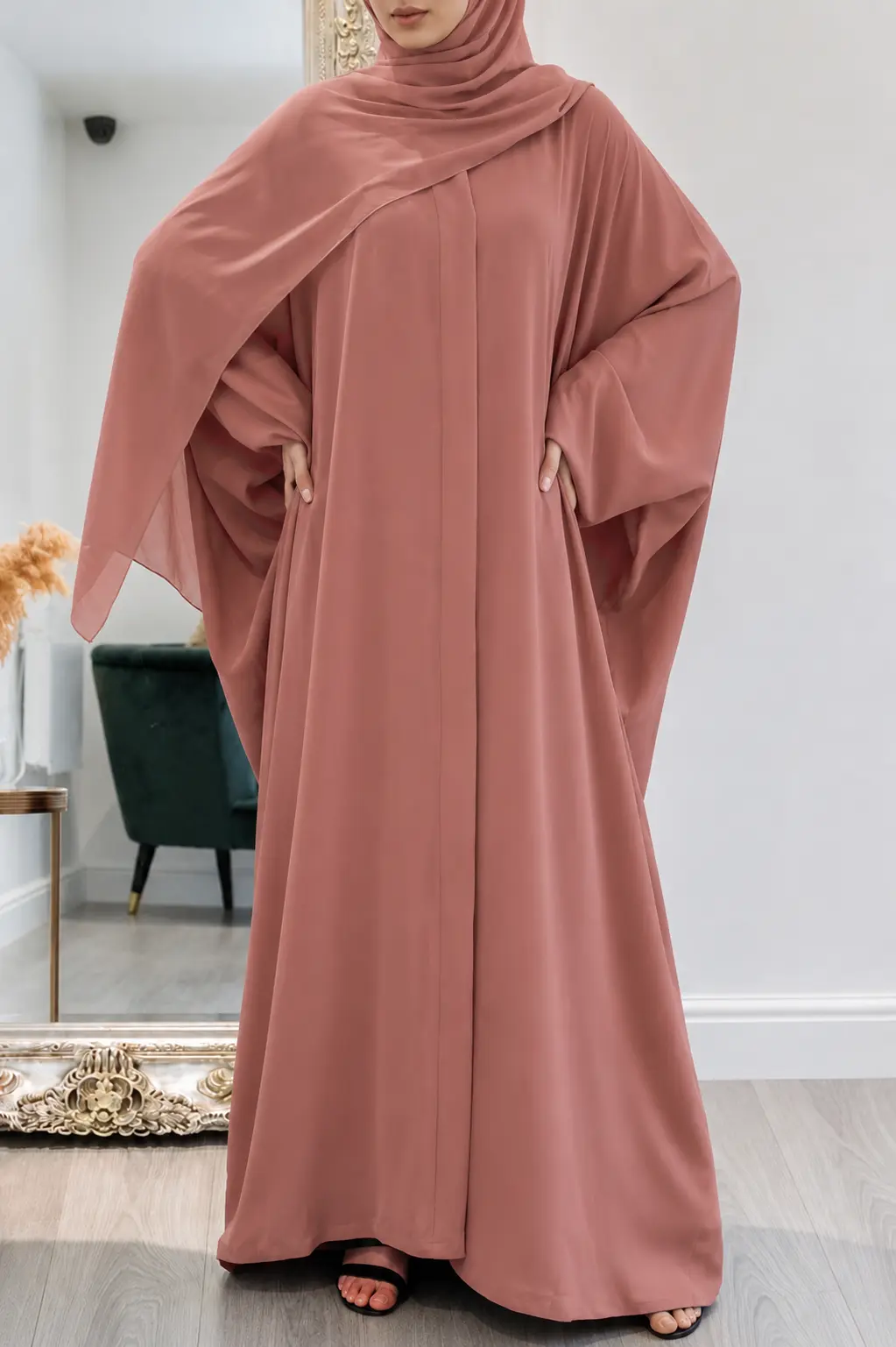 Rose Dusk Georgette Flare Poncho Abaya