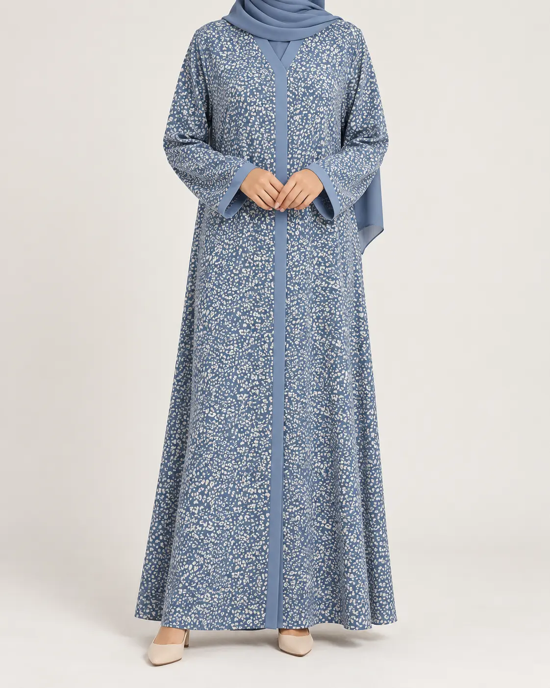 Azure Leopard Print Abaya