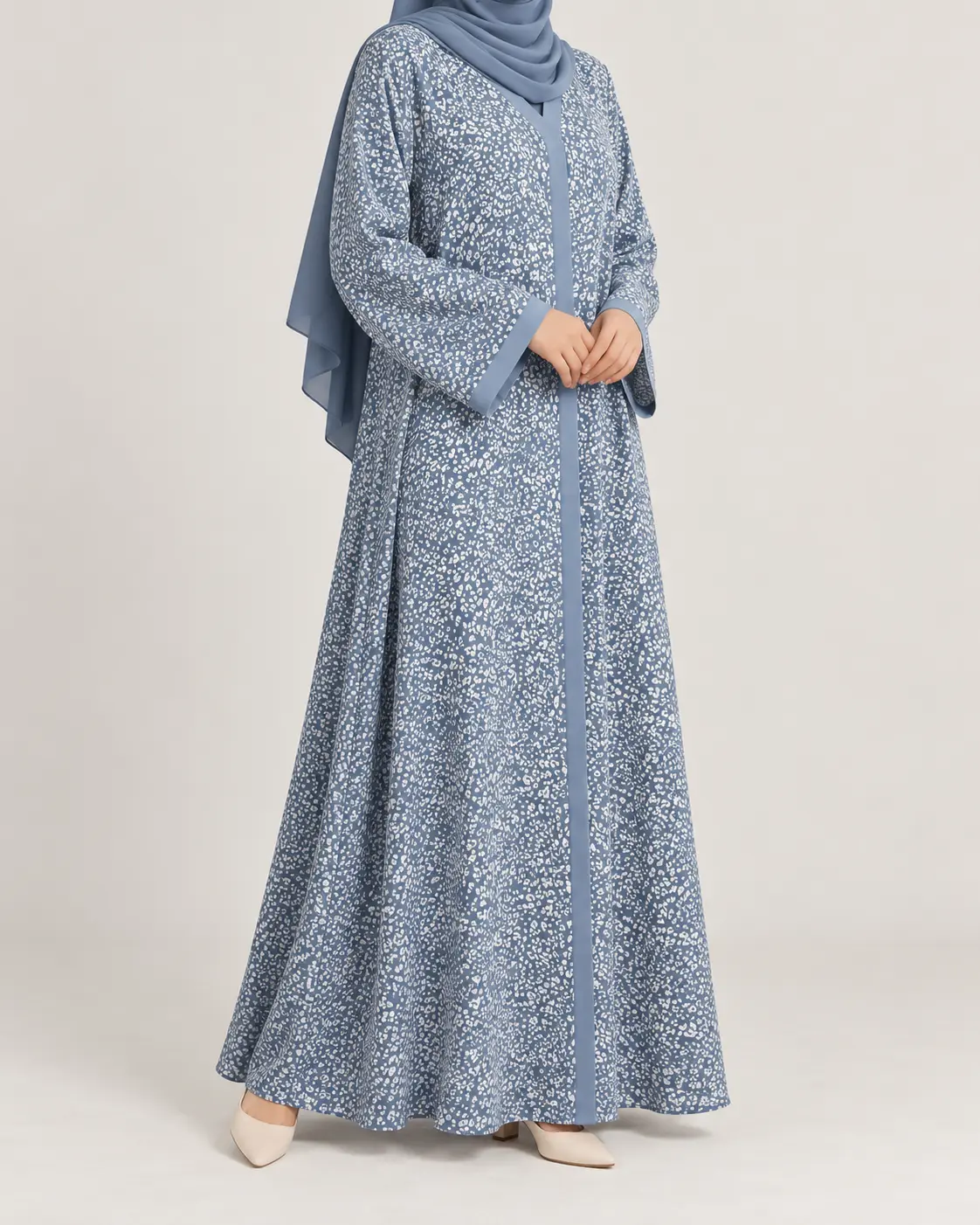 Azure Leopard Print Abaya