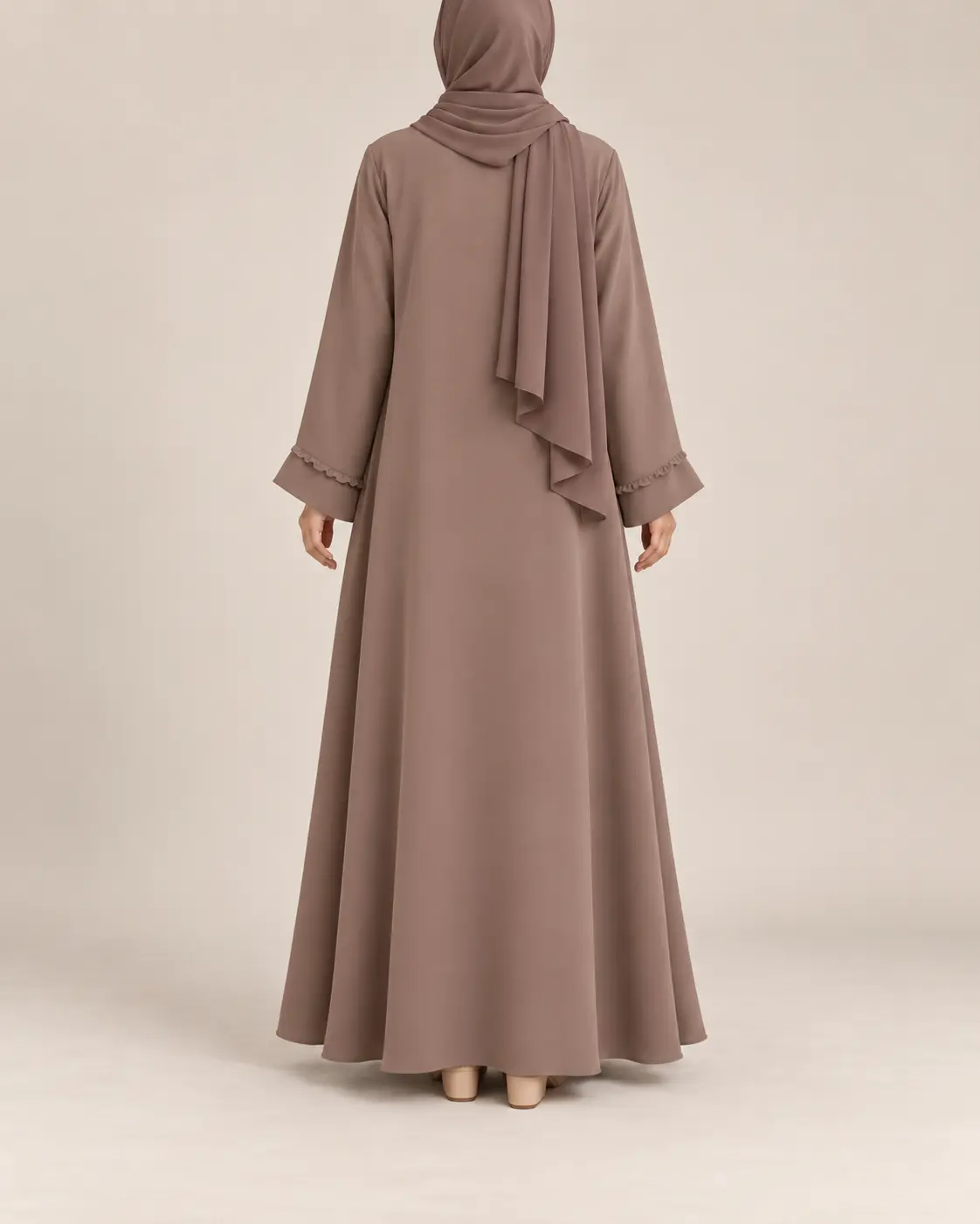 Mocha Ruffle Abaya – Everyday Wear