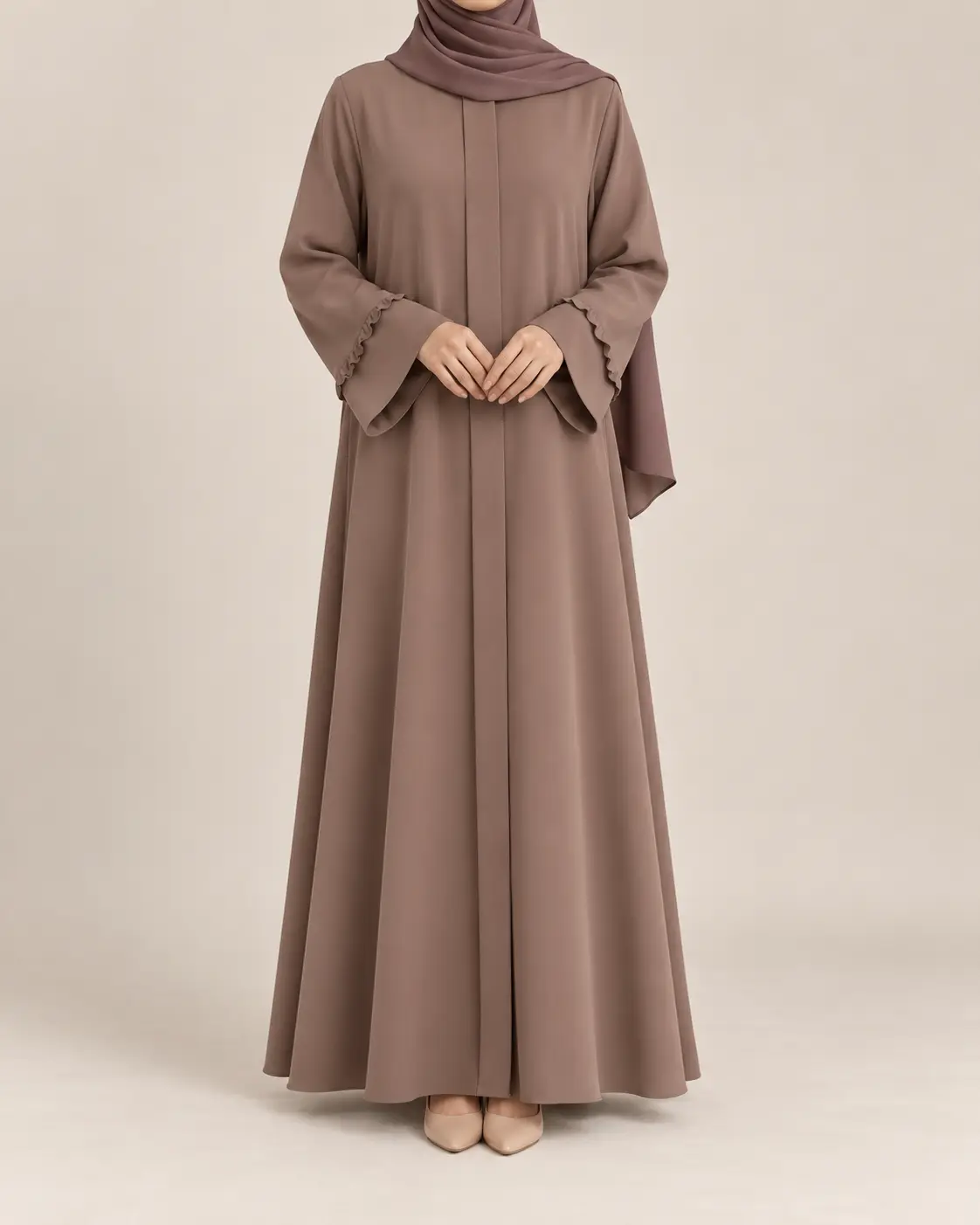 Mocha Ruffle Abaya – Everyday Wear
