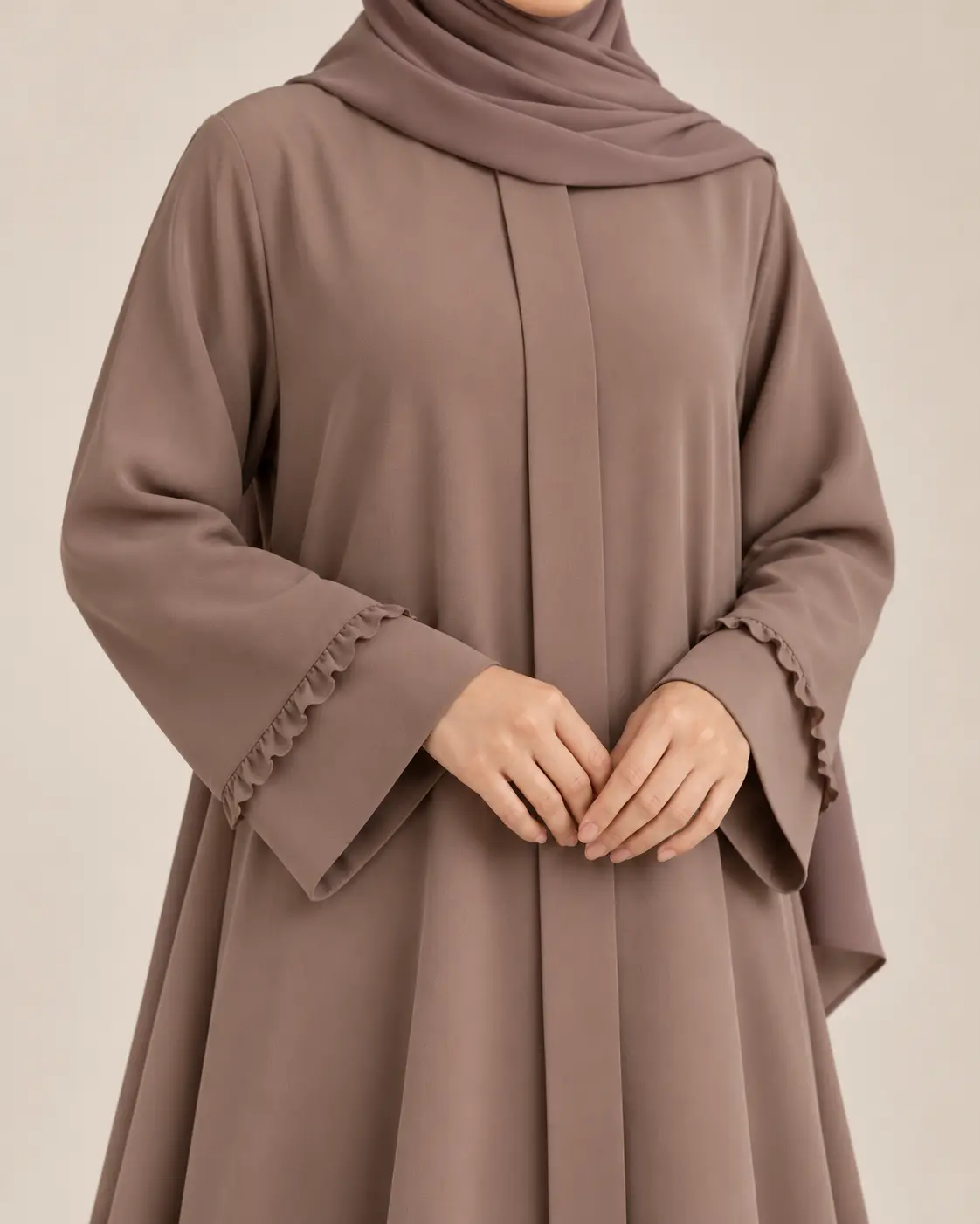 Mocha Ruffle Abaya – Everyday Wear