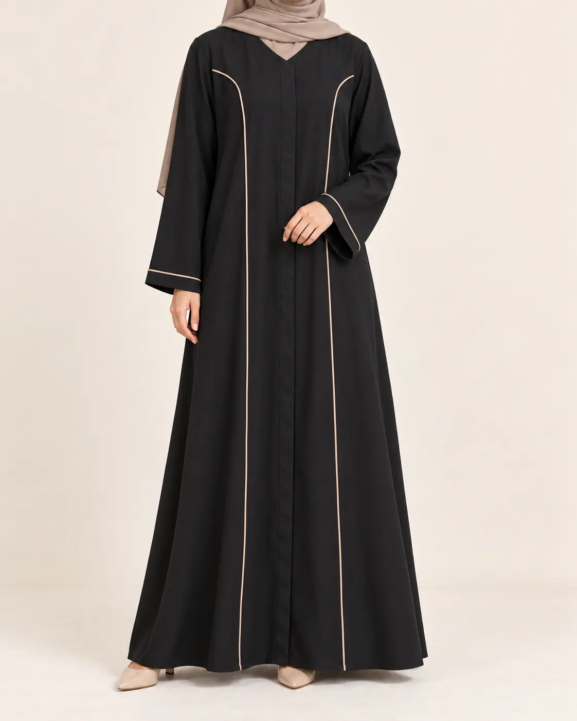 The Noir Piping Abaya - Everyday Wear